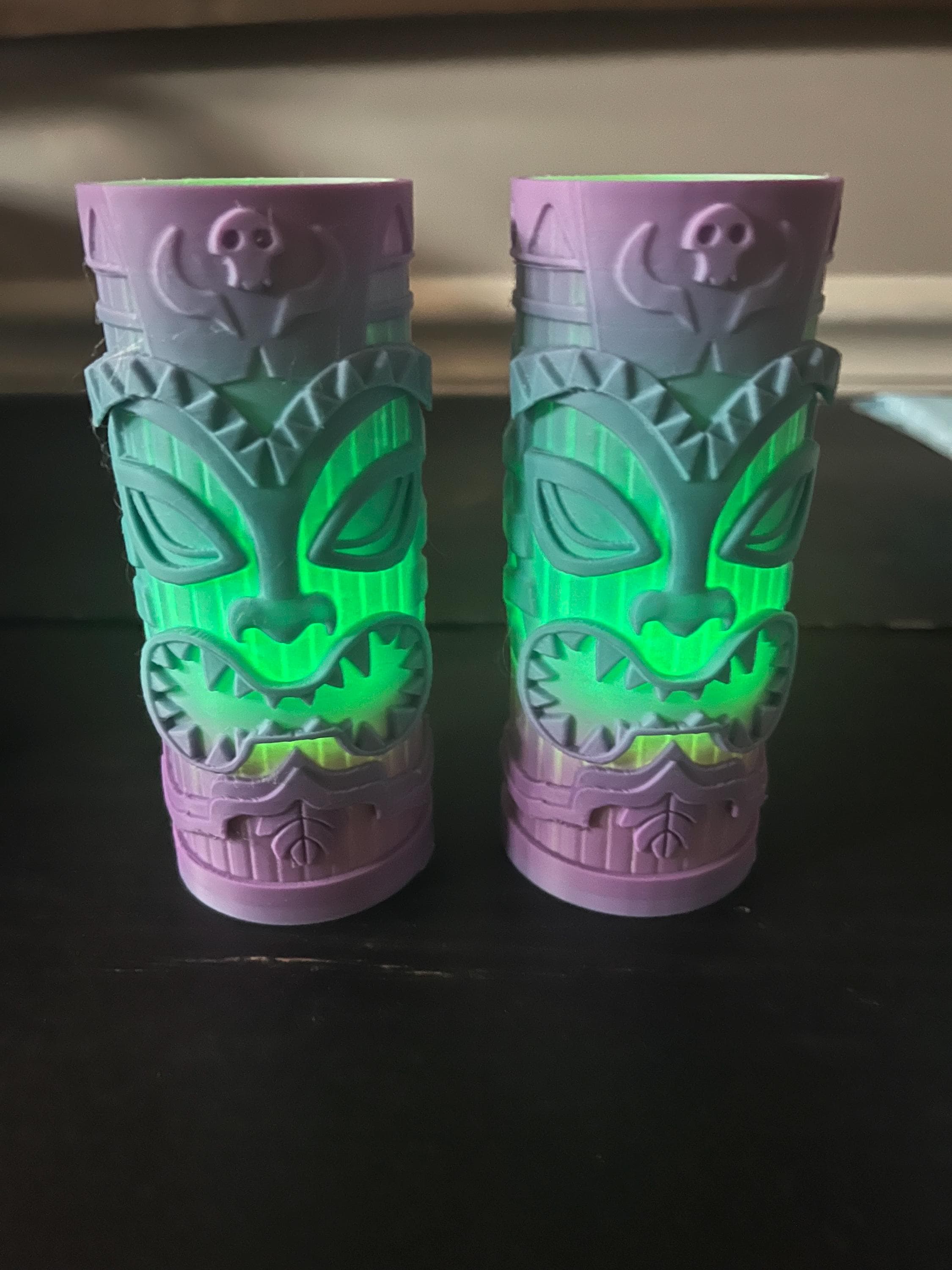 Tiki Candle Holder Set Luau Party Decor LED Tealight Tiki Bar Lights