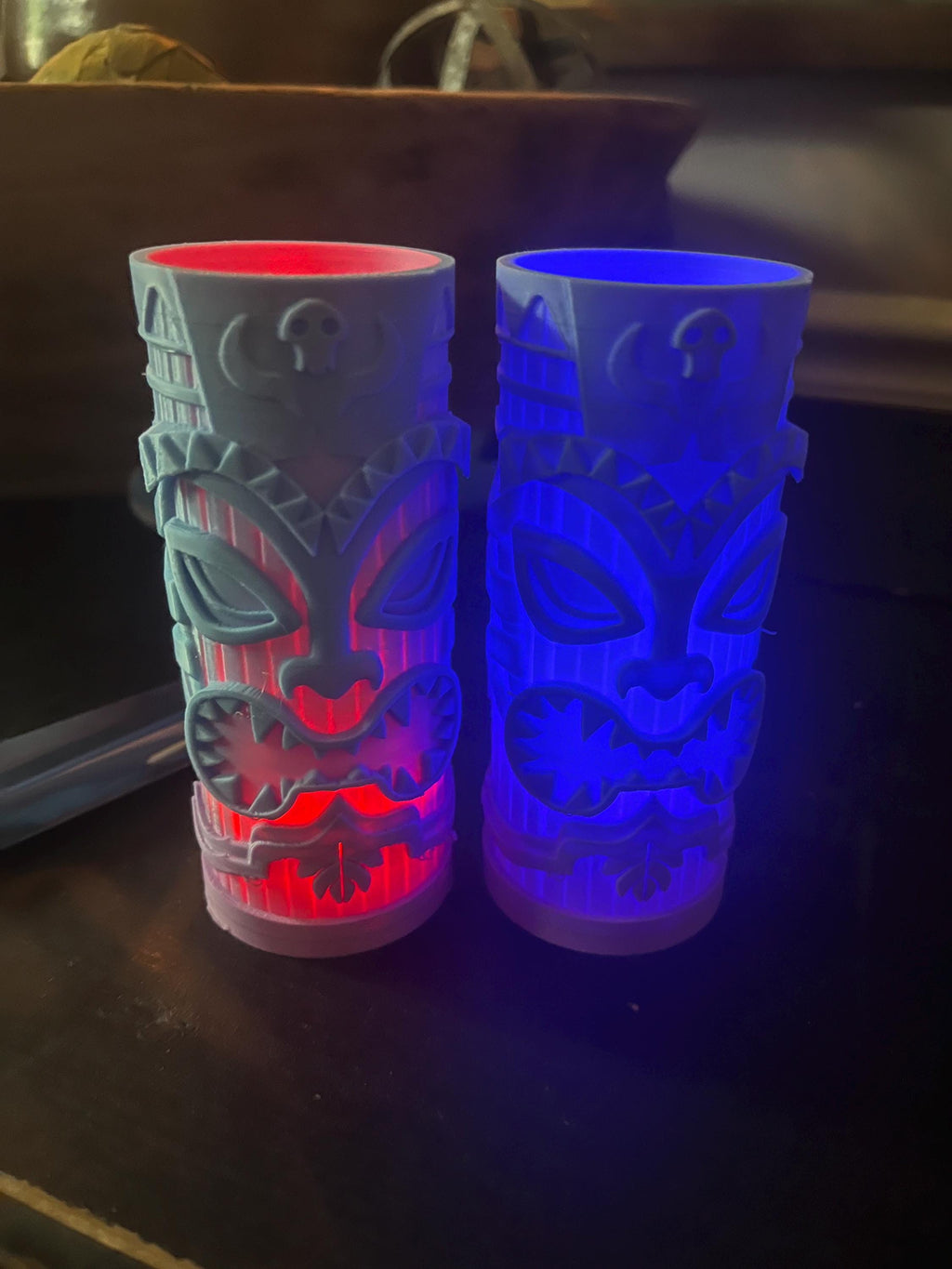 Tiki Candle Holder Set Luau Party Decor LED Tealight Tiki Bar Lights