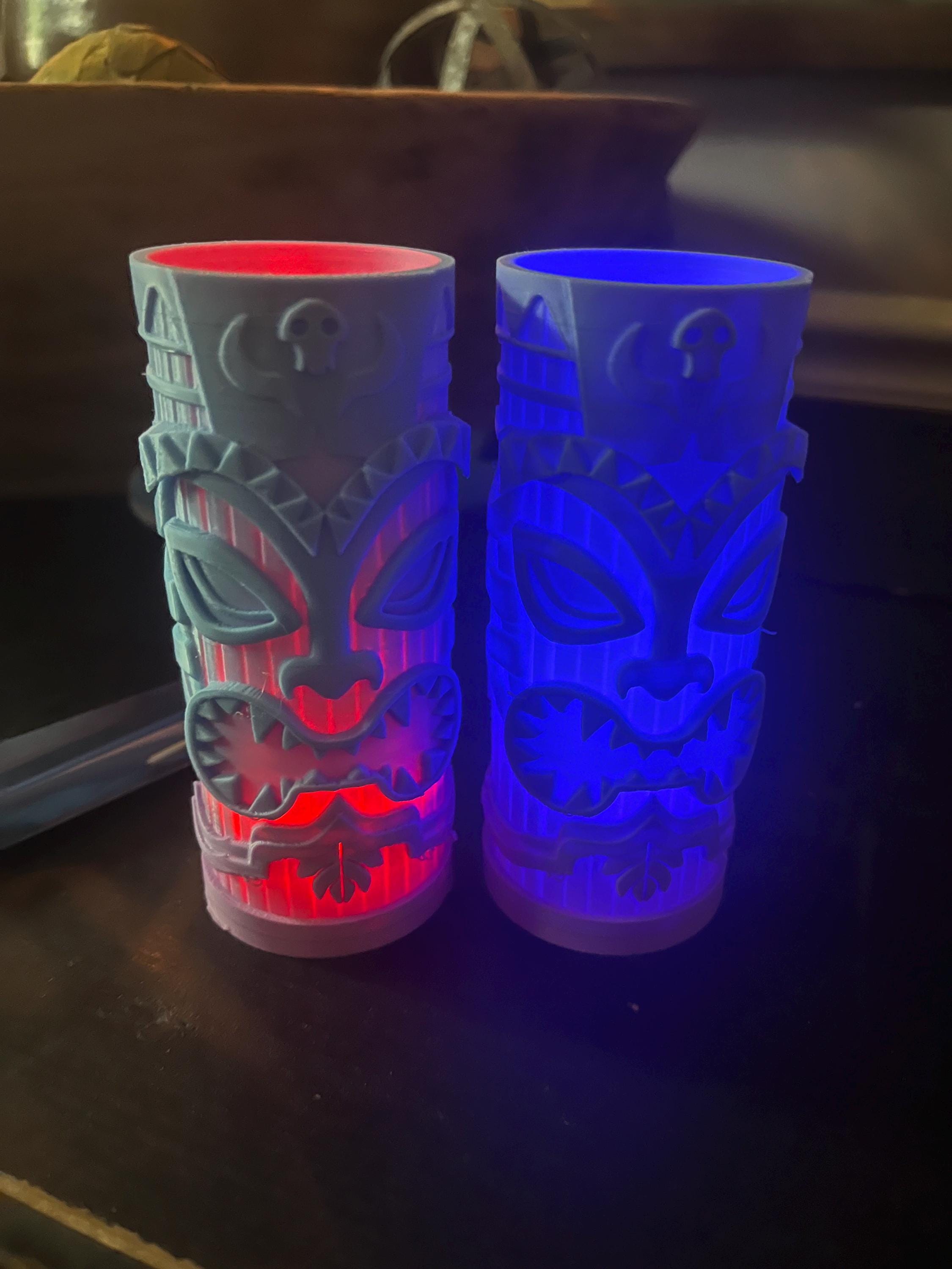 Tiki Candle Holder Set Luau Party Decor LED Tealight Tiki Bar Lights