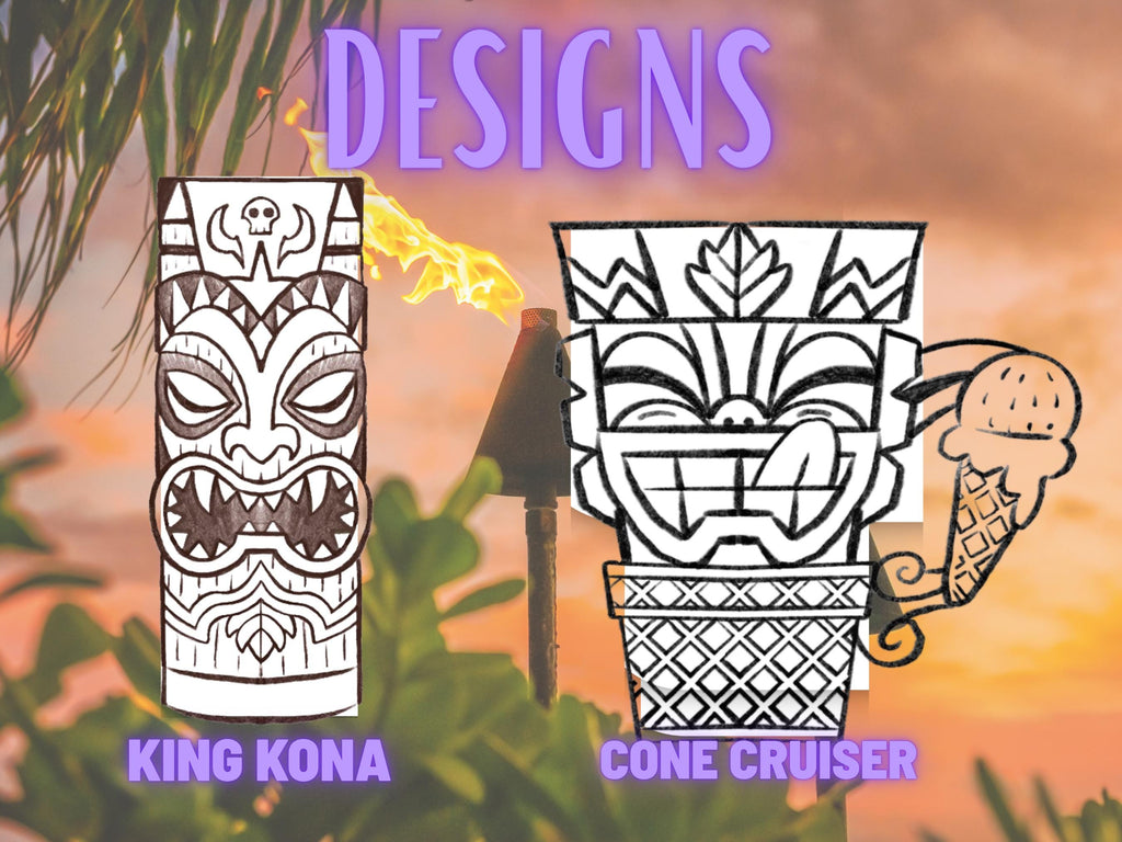Tiki Ice Cream Pint Holder: Tropical Party Decor with Spoon Slot