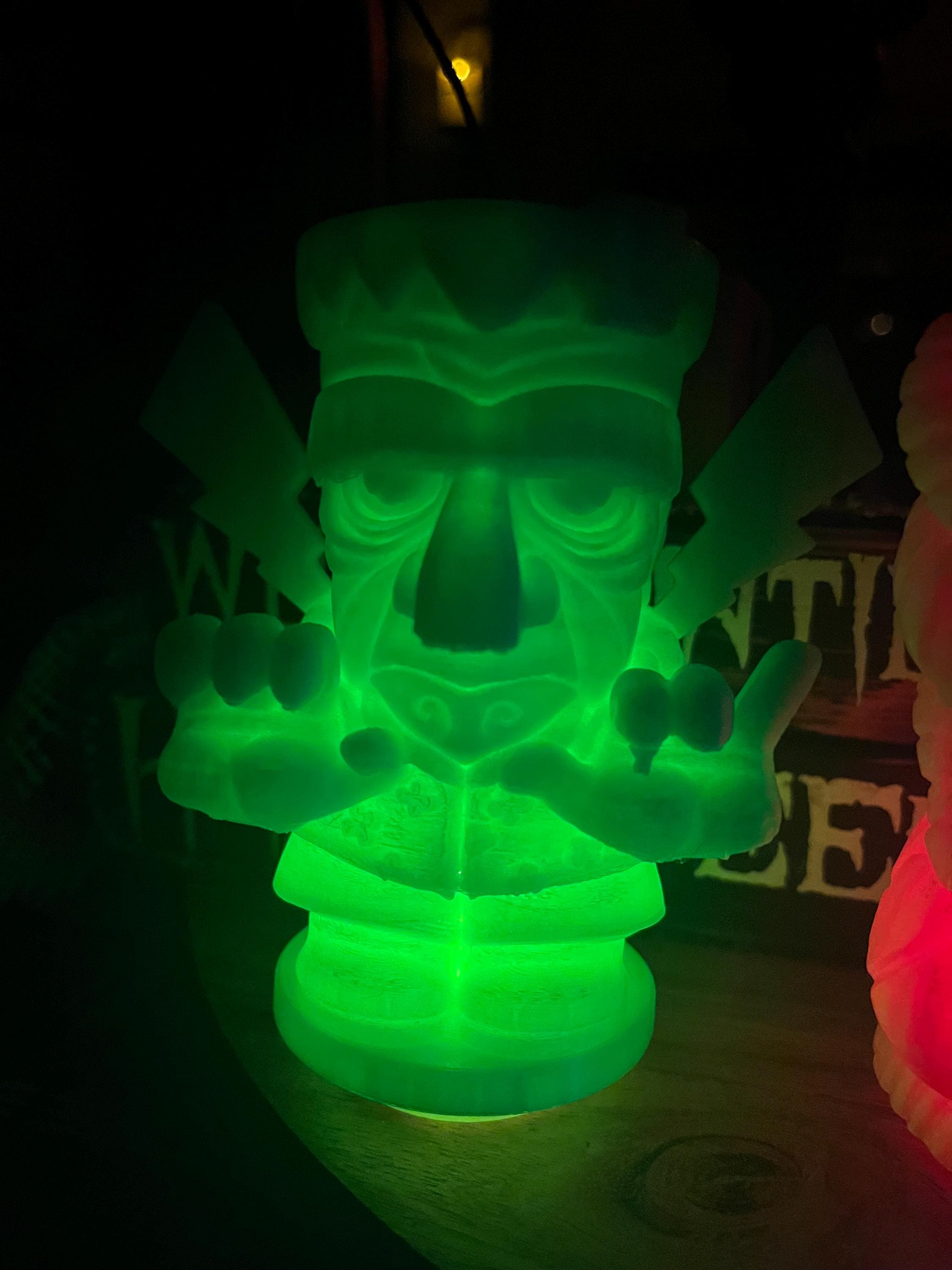 Glowing Monster Tiki Tealight Holder: Halloween Spooky Decor (LED Included)