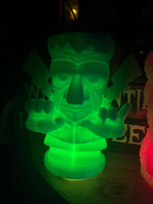 Glowing Monster Tiki Tealight Holder: Halloween Spooky Decor (LED Included)