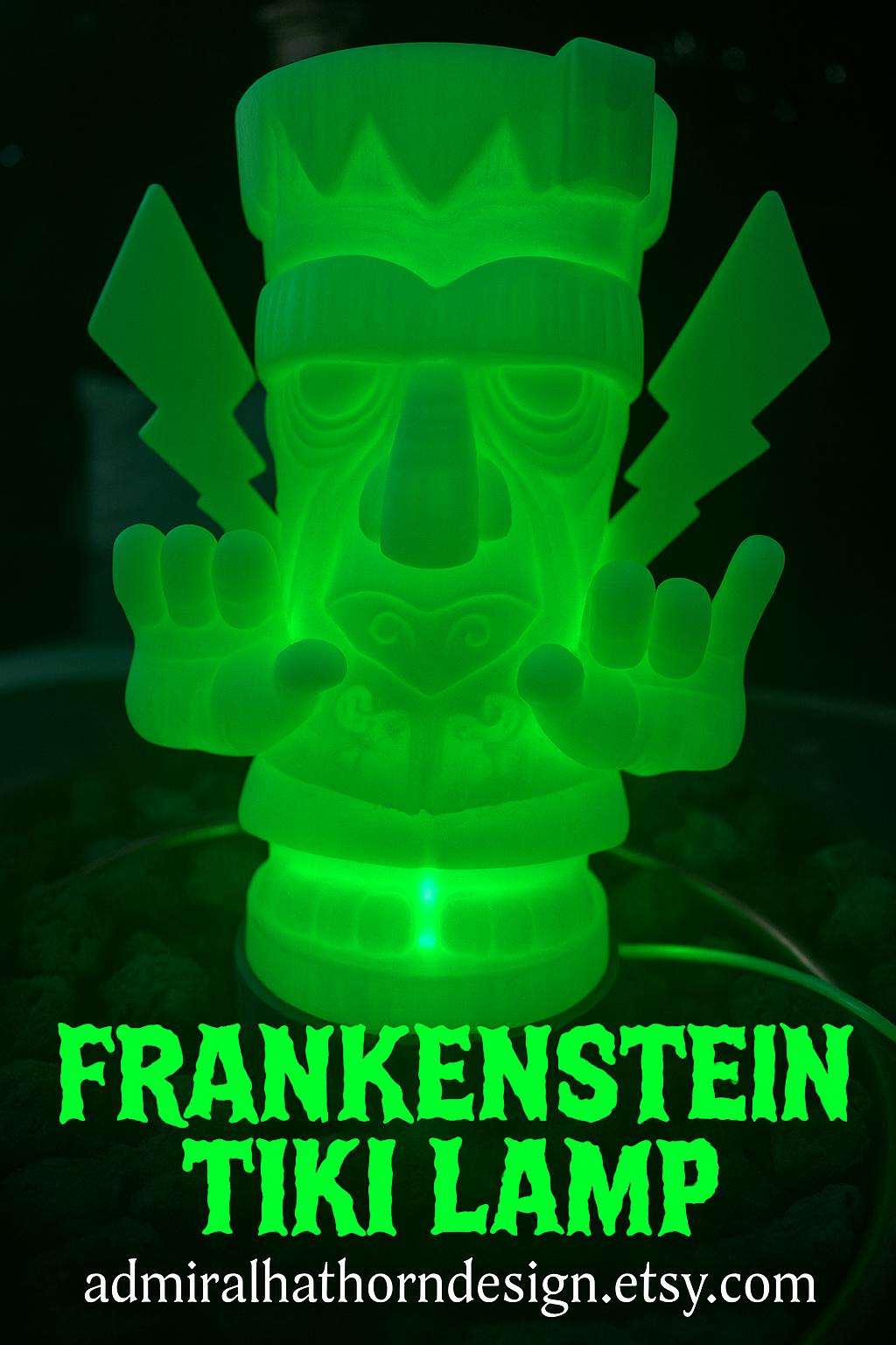 Frankenstein Tiki Lamp: Color Changing LED Halloween Monster Decor
