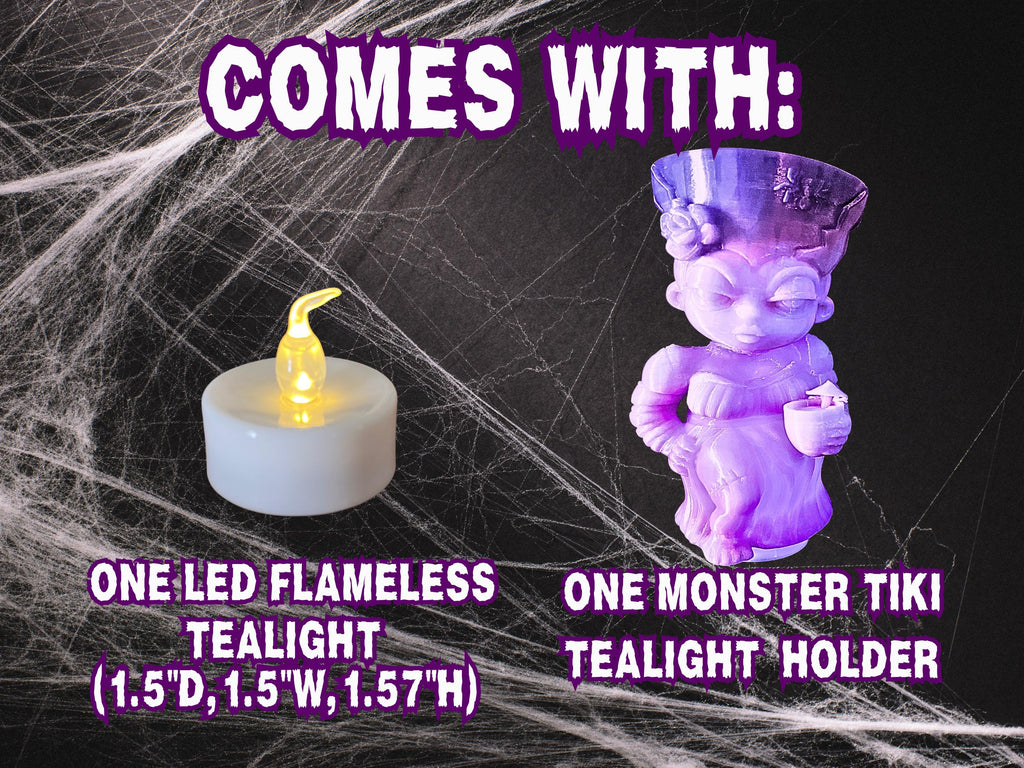 Glowing Monster Tiki Tealight Holder: Halloween Spooky Decor (LED Included)