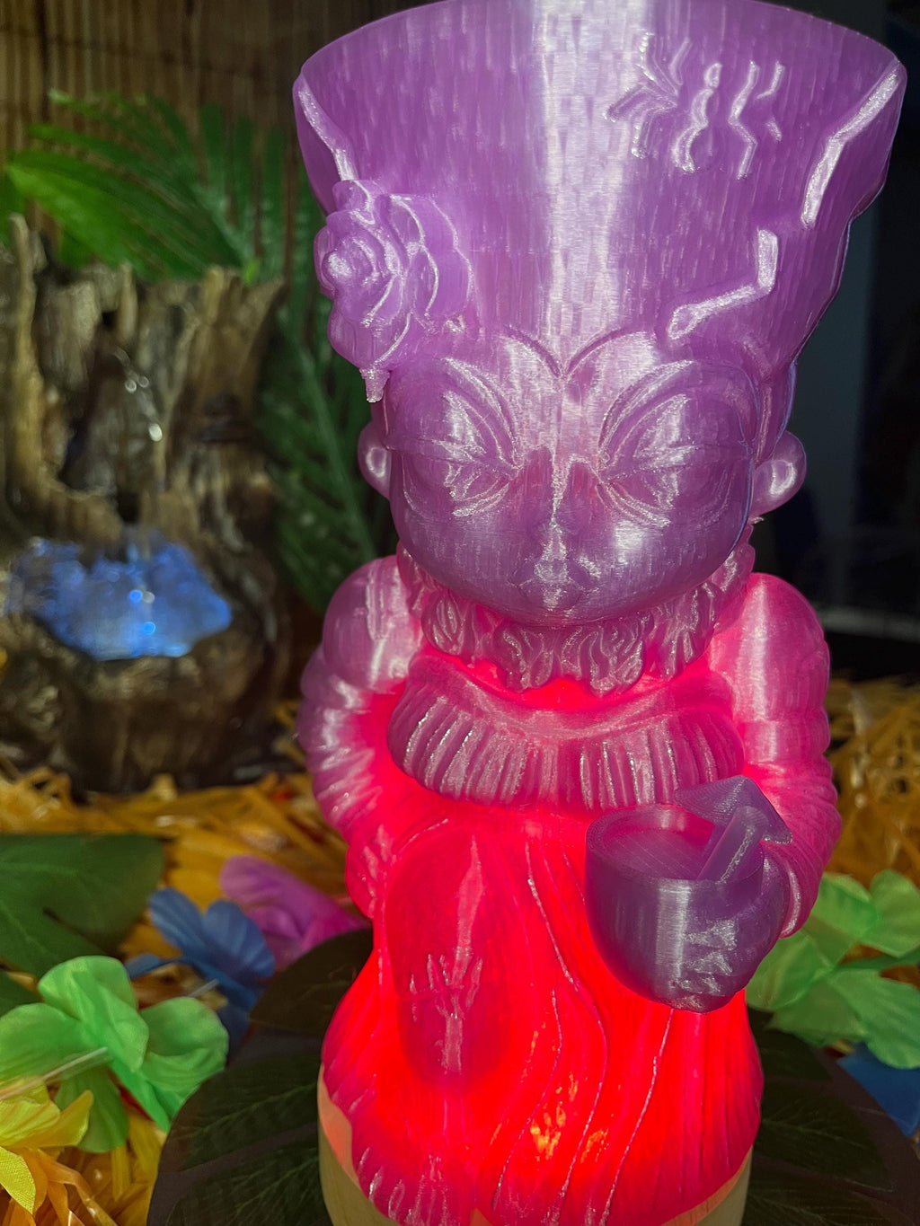 Tiki Monster Bride Lamp, Spooky Halloween Bar Decor