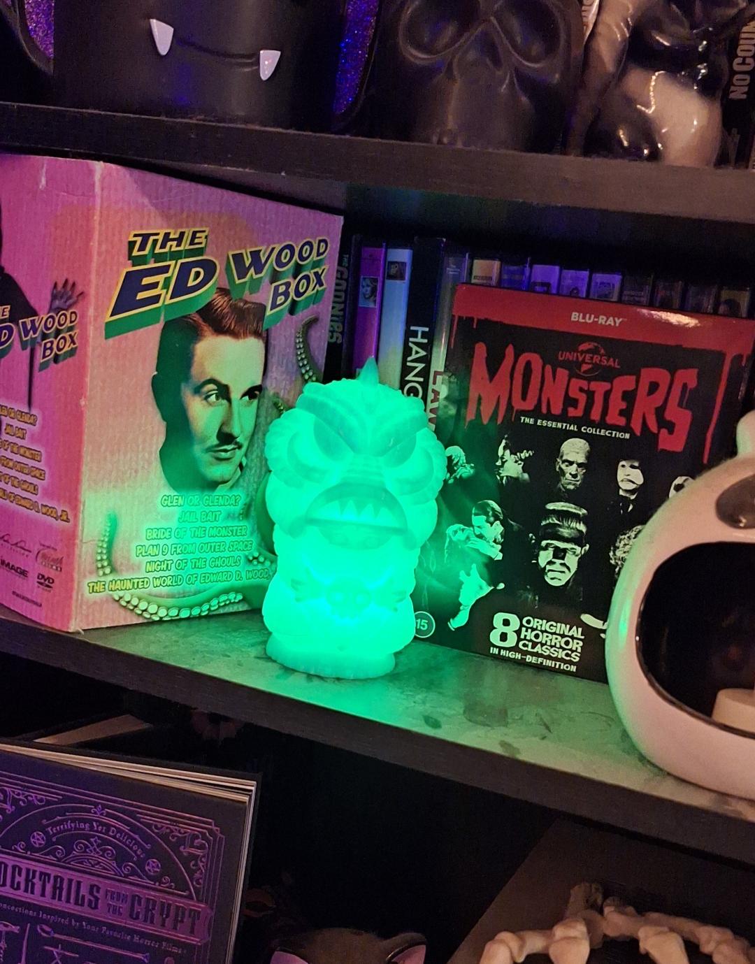 Glowing Monster Tiki Tealight Holder: Halloween Spooky Decor (LED Included)