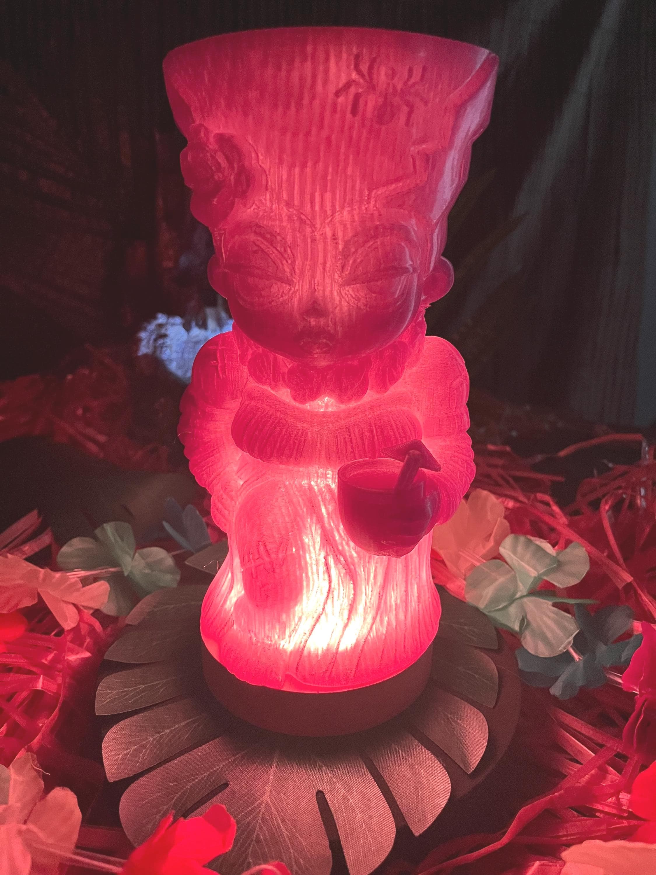 Tiki Monster Bride Lamp, Spooky Halloween Bar Decor