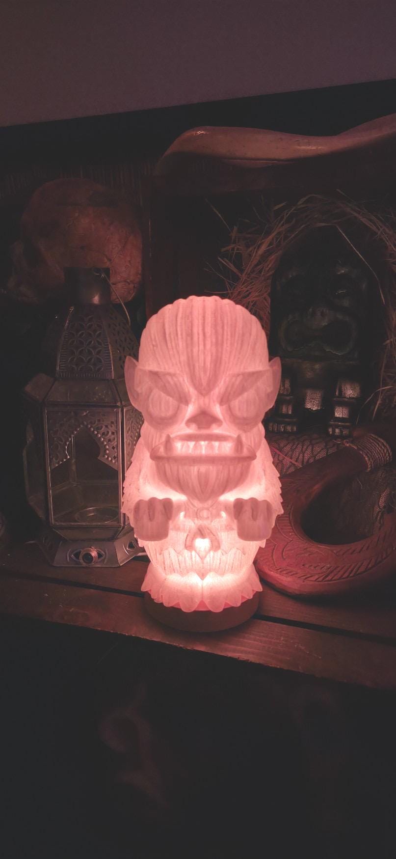 Tiki Bar Werewolf Light: Color Changing LED, Hawaiian Surf Decor