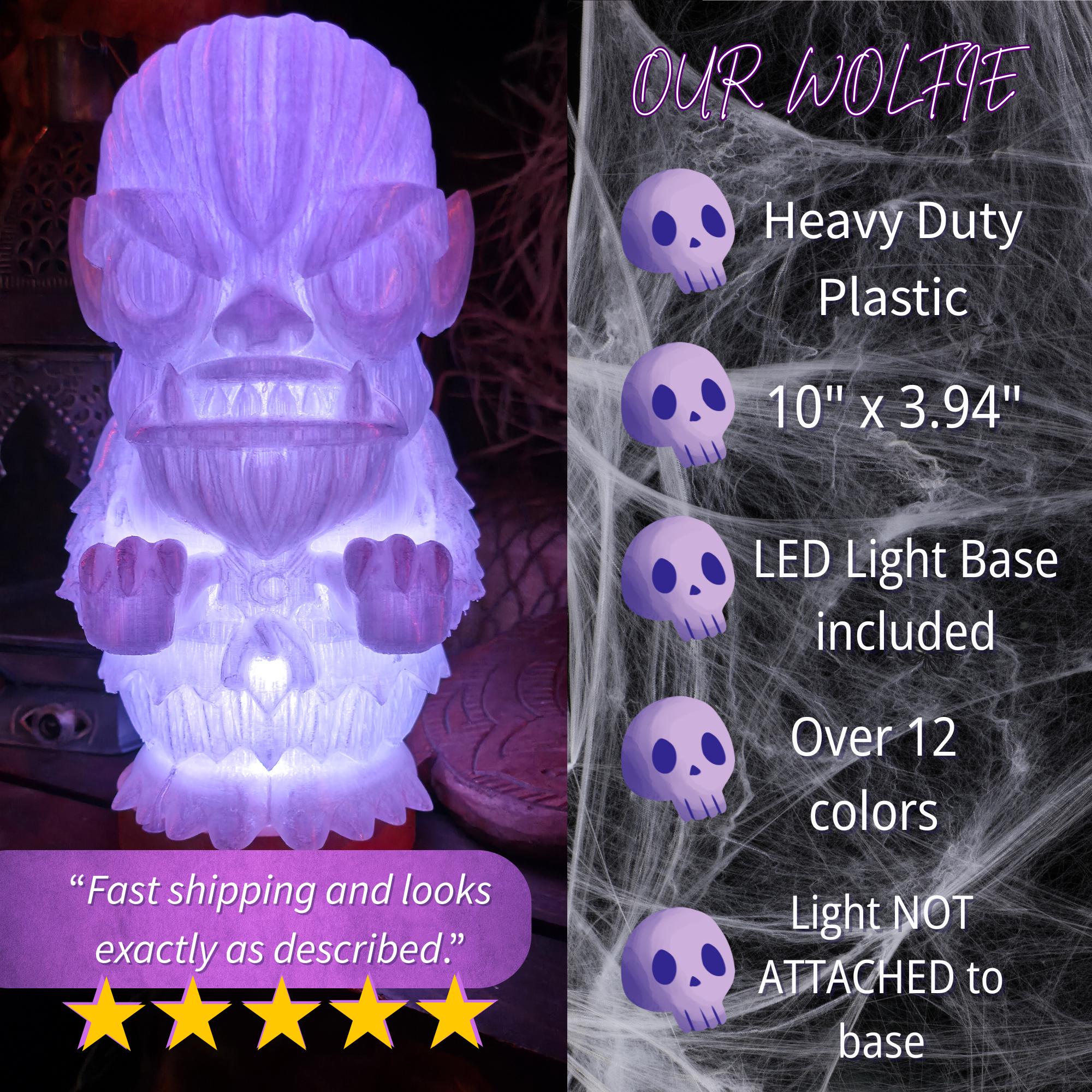 Tiki Bar Werewolf Light: Color Changing LED, Hawaiian Surf Decor