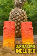 Tiki Candle Holder Set Luau Party Decor LED Tealight Tiki Bar Lights