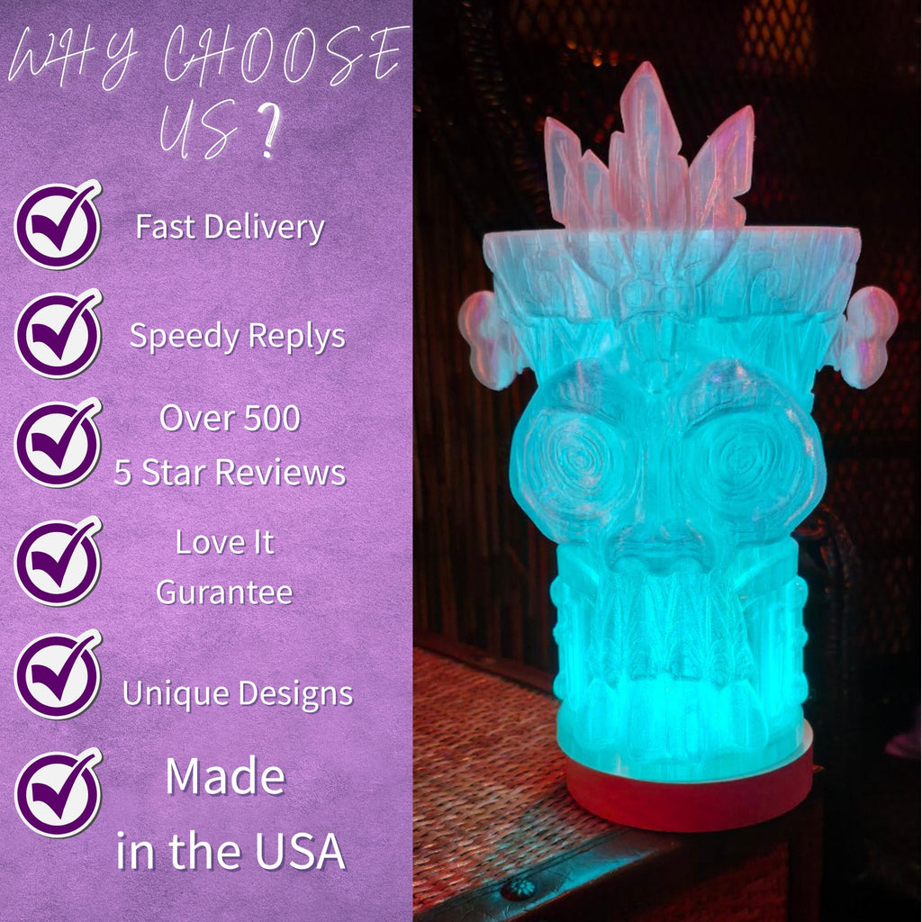 Tiki Skull Lamp with Remote: LED Light Bar Decor