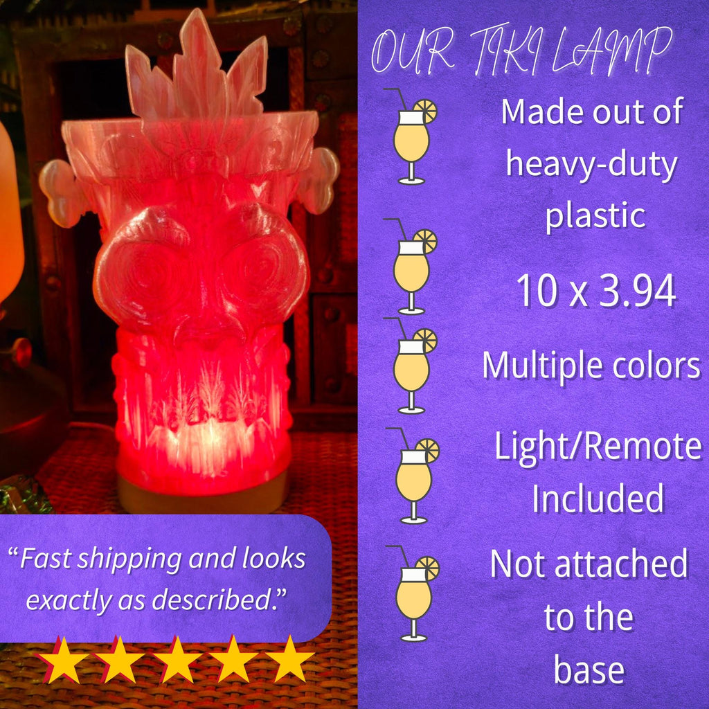 Tiki Skull Lamp with Remote: LED Light Bar Decor