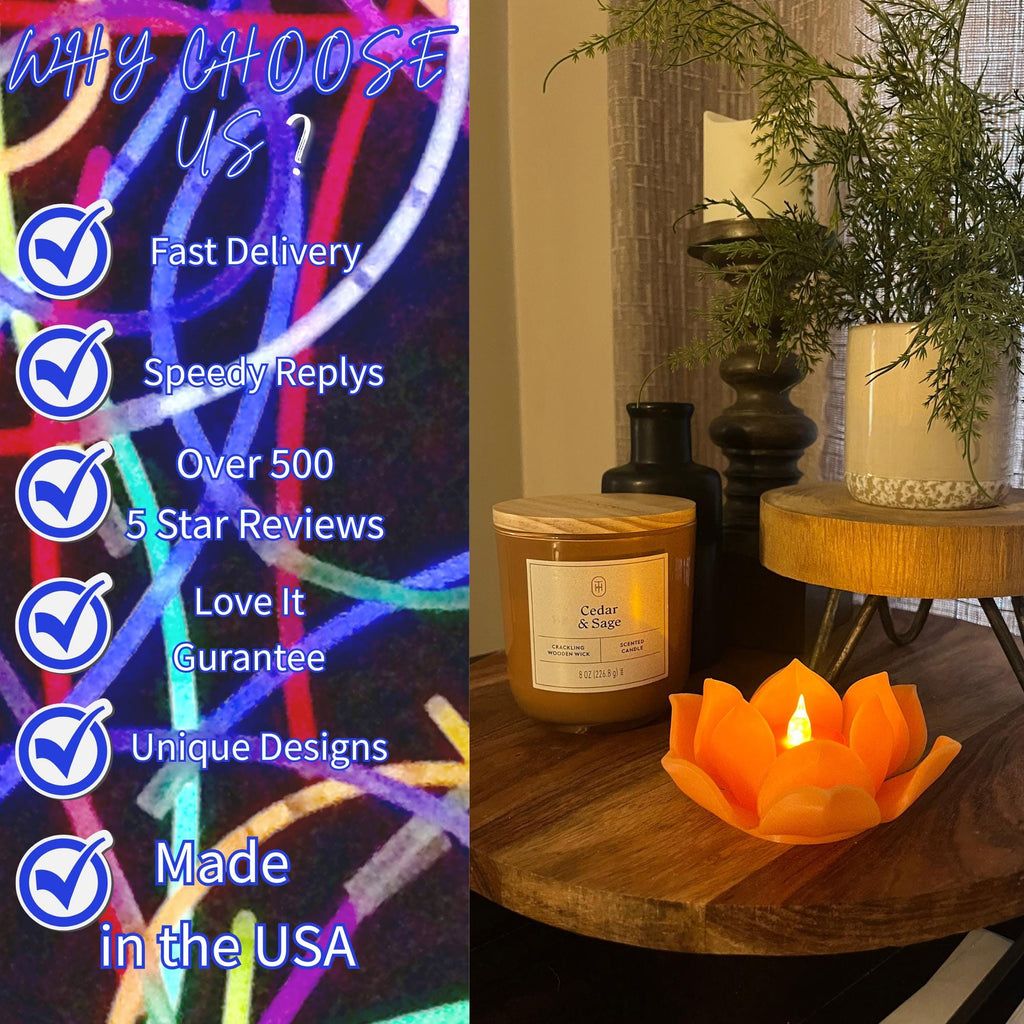 Glow in the Dark Blue Lotus Tealight Candle Holder: Boho Home Accent