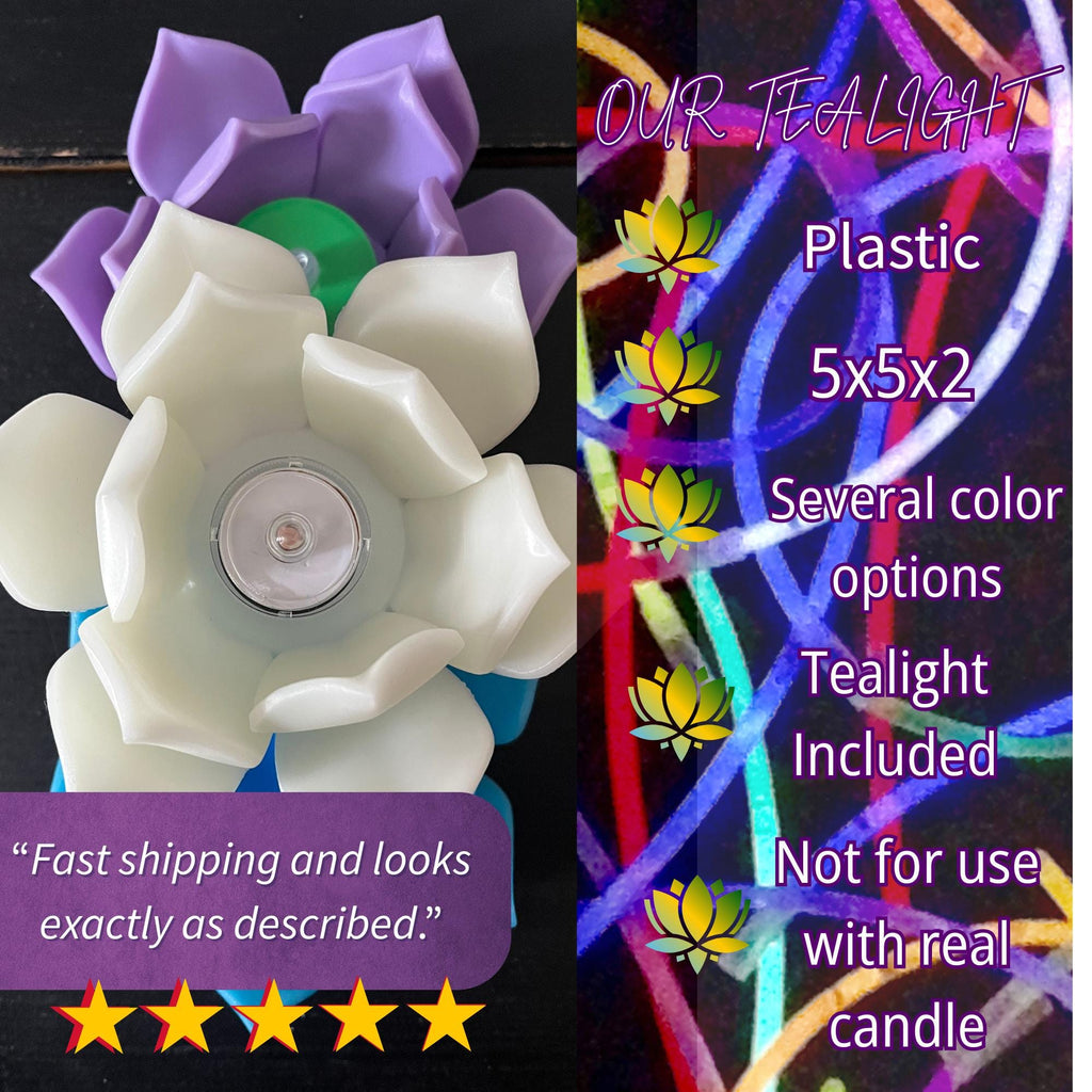 Glow in the Dark Blue Lotus Tealight Candle Holder: Boho Home Accent