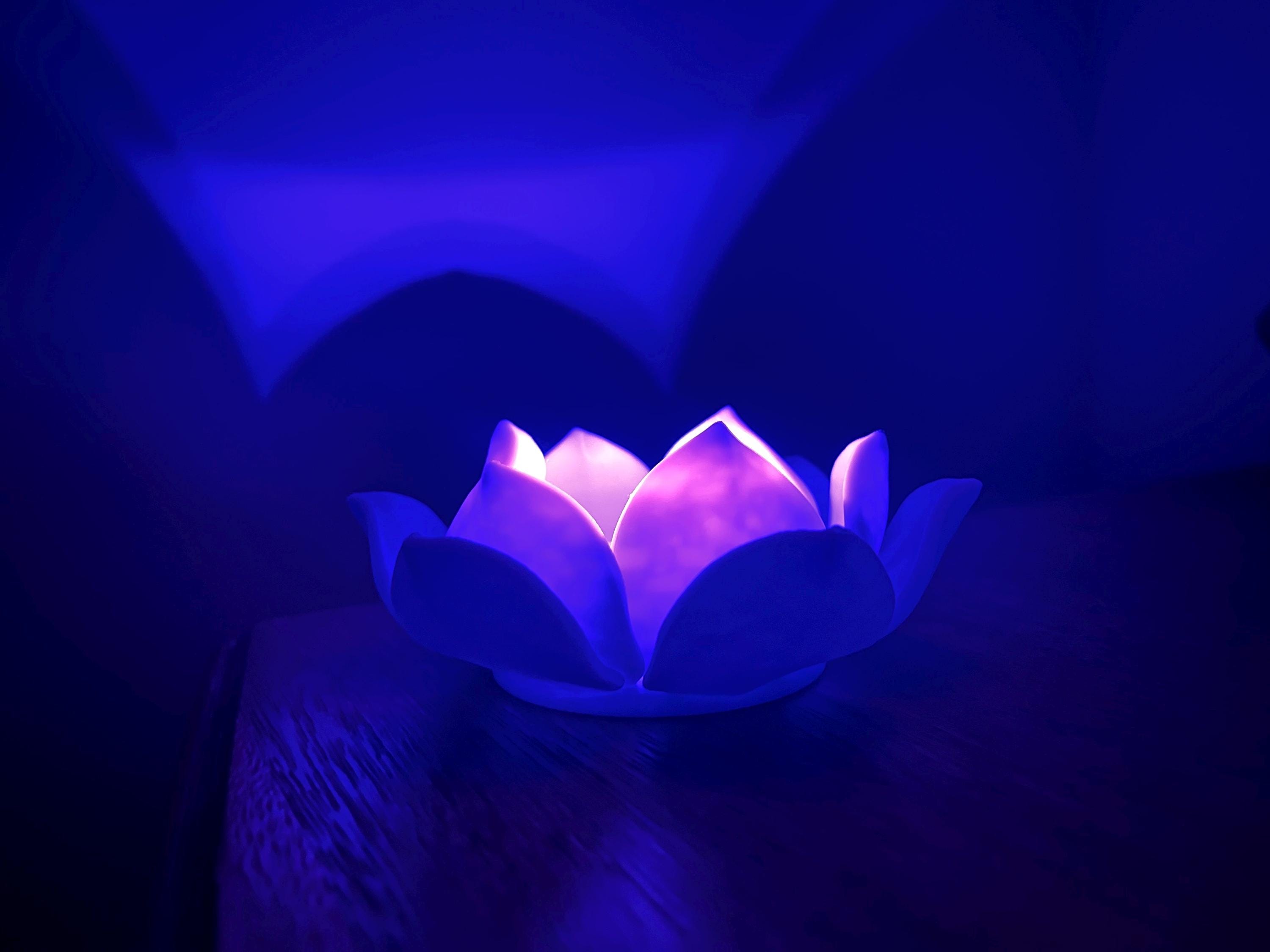 Glow in the Dark Blue Lotus Tealight Candle Holder: Boho Home Accent