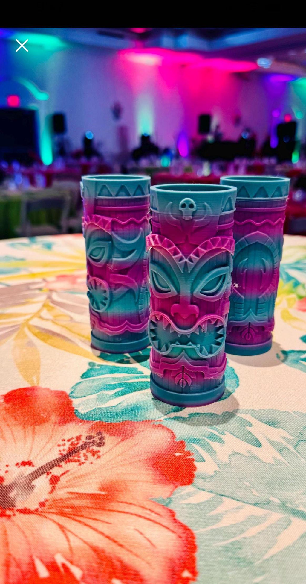 Tiki Candle Holder Set Luau Party Decor LED Tealight Tiki Bar Lights