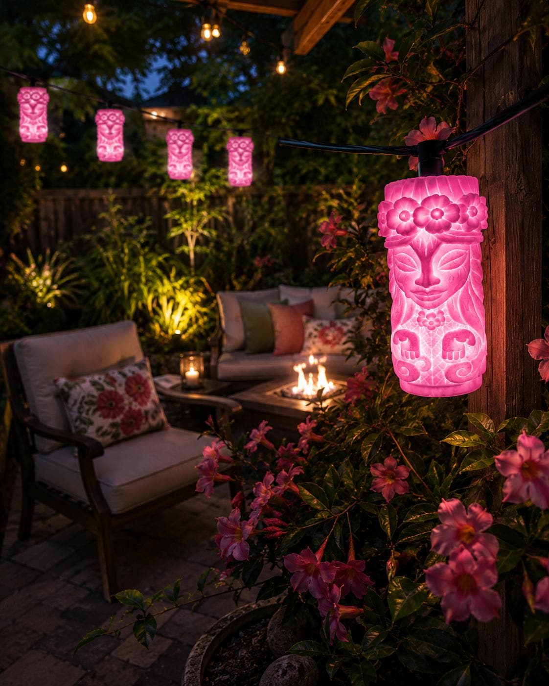 Island Goddess Glow Tiki Patio Lights G40 String Covers Tropical Outdoor Decor