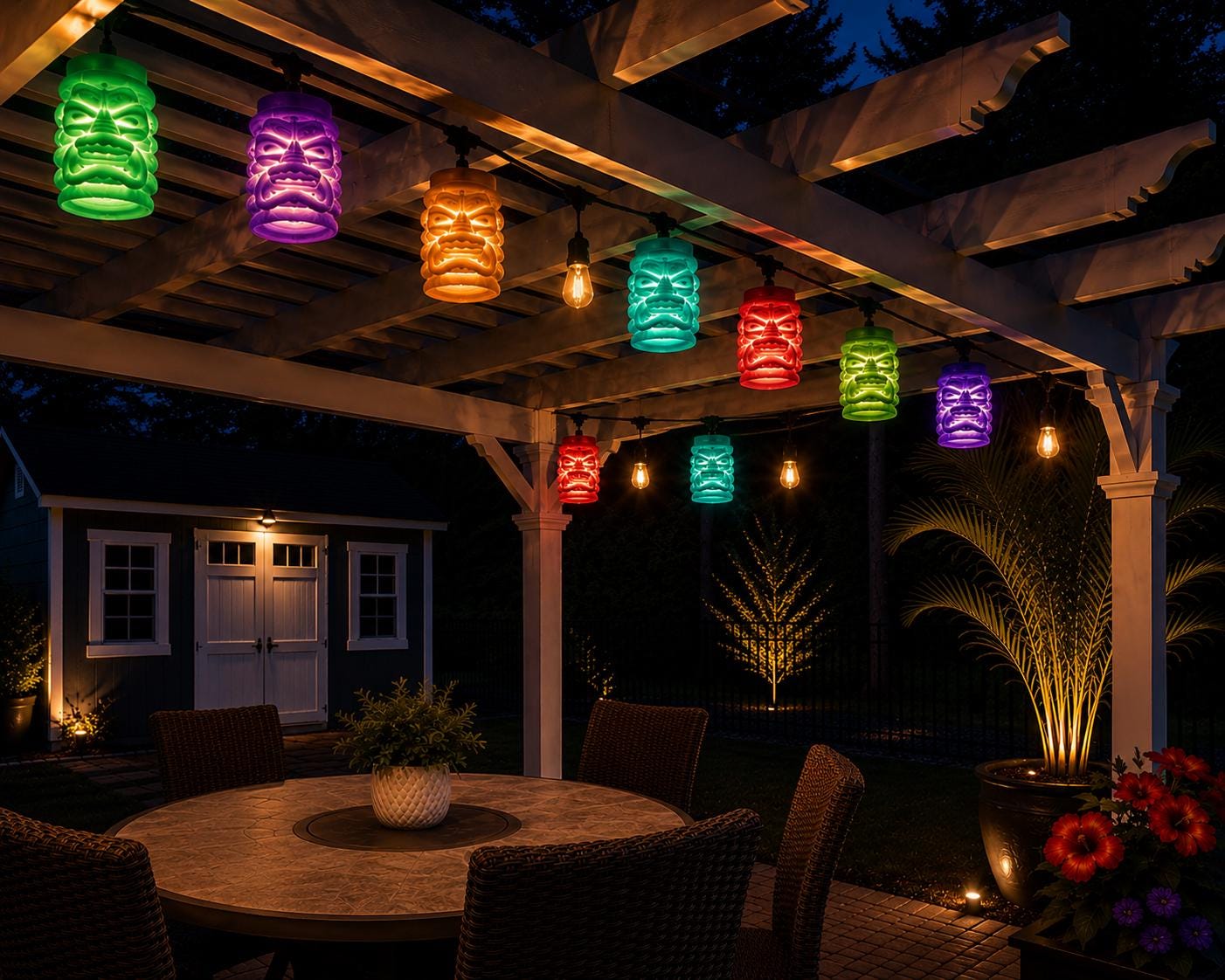 Glow Tiki String Light Covers G40 Patio Lights Neon Tropical Decor Outdoor Island Party Lights Monster Tiki Covers